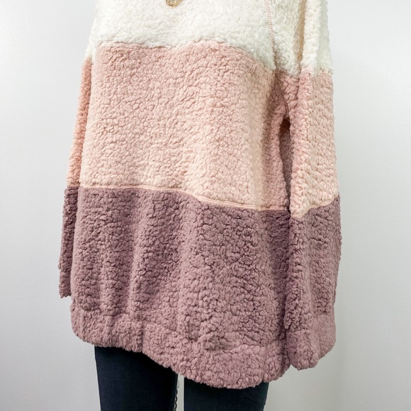 🆕 Fall Winter Sweater Weather Faux Sherpa Pullover With Pockets Long Sleeve - Picture 5 of 9